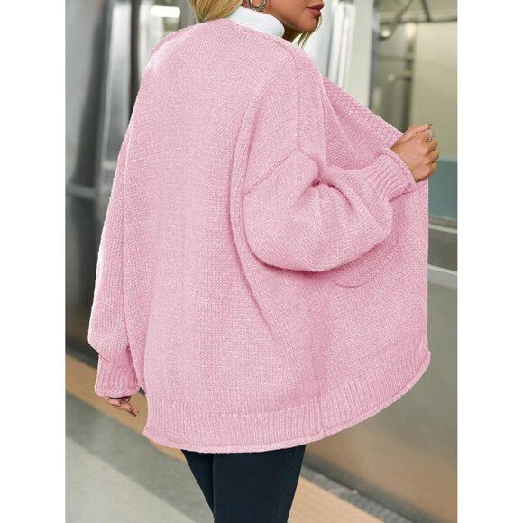 Chic Womens V-Neck Puff Sleeve Cardigan Sweater - Great for Transitional Weather - Picture 4 of 6